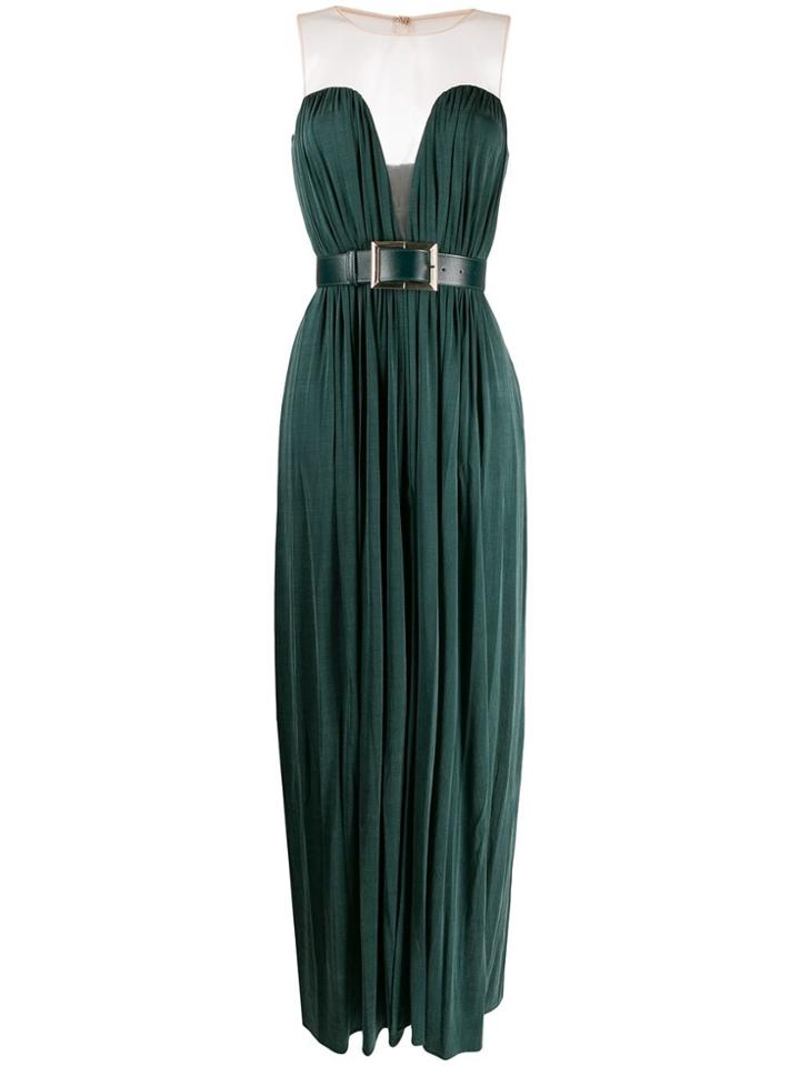 Elisabetta Franchi Belted V-neck Dress - Verde