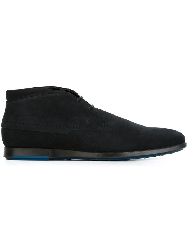 Tod S Classic Desert Boots, Men's, Size: 9.5, Blue, Leather/rubber