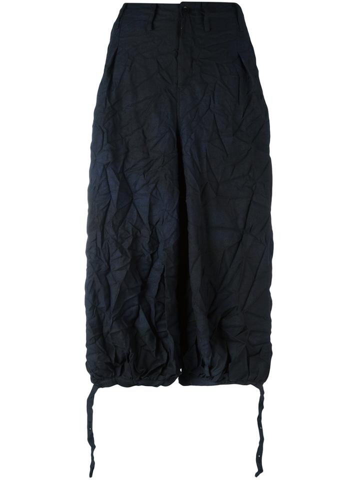 Yohji Yamamoto - Cropped Trousers - Women - Polyester - 2, Women's, Blue, Polyester
