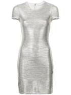 Alice+olivia Metallic Round Neck Dress - Grey