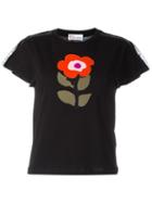 Red Valentino Floral Print T-shirt, Women's, Size: Xs, Black, Cotton/polyamide