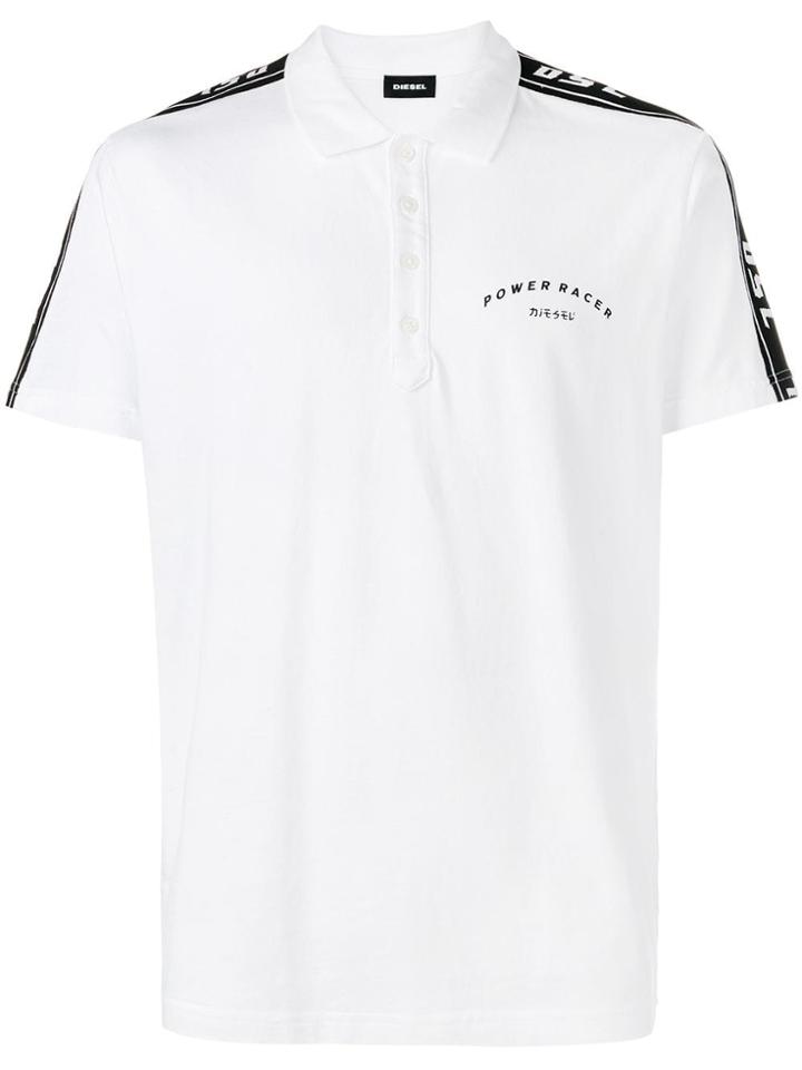 Diesel Side Stripe Polo Shirt - White