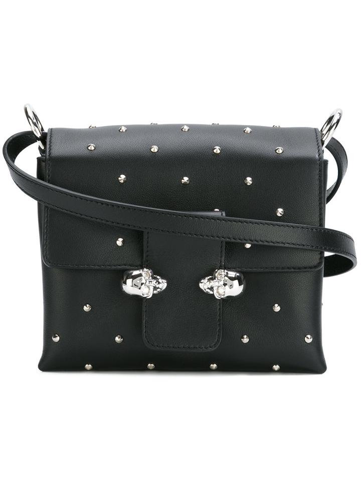 Alexander Mcqueen Twin Skull Satchel, Women's, Black, Calf Leather/metal