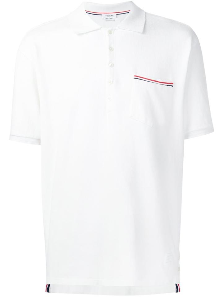 Thom Browne Patch Pocket Polo Shirt, Men's, Size: 2, White, Cotton