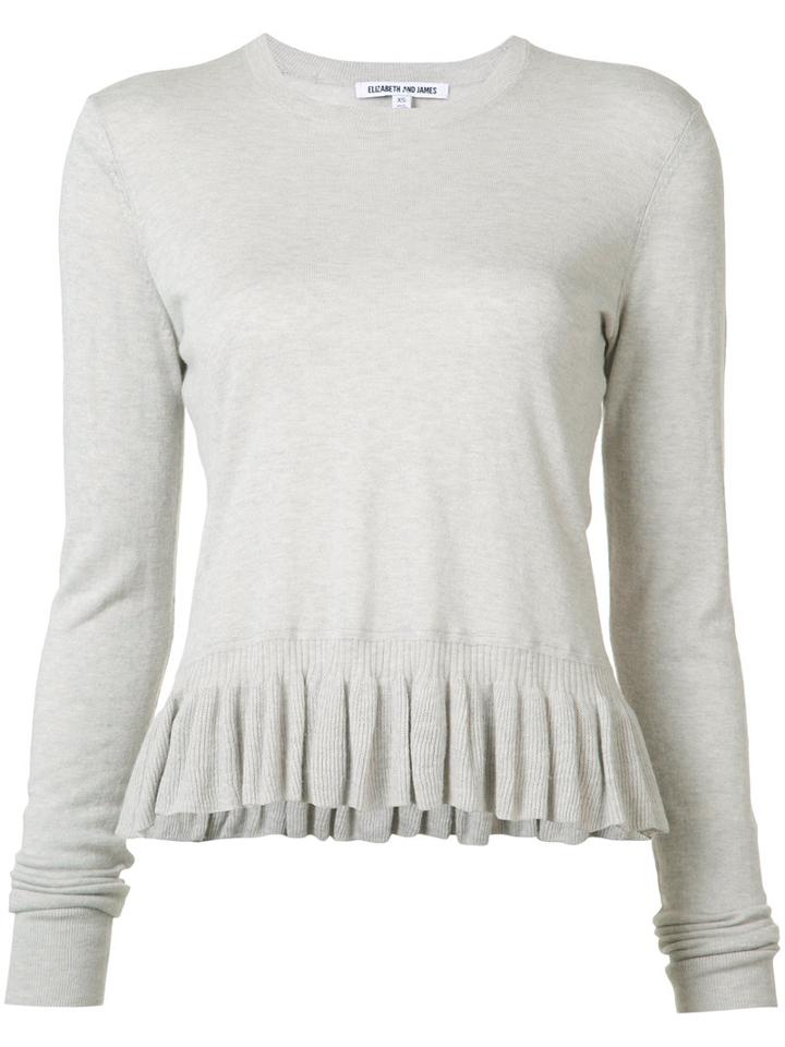 Elizabeth And James Ruffled Hem Jumper, Women's, Size: Small, Grey, Cotton/viscose/cashmere