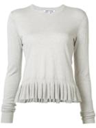 Elizabeth And James Ruffled Hem Jumper, Women's, Size: Small, Grey, Cotton/viscose/cashmere