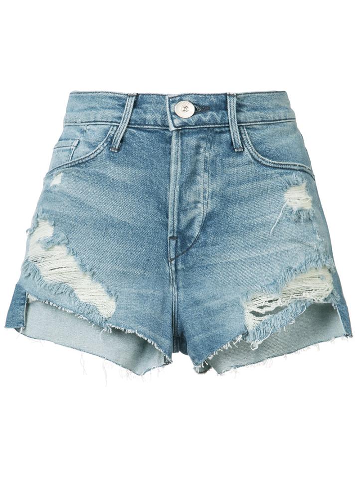 3x1 - Ripped Denim Shorts - Women - Cotton/polyester/spandex/elastane - 23, Blue, Cotton/polyester/spandex/elastane