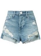 3x1 - Ripped Denim Shorts - Women - Cotton/polyester/spandex/elastane - 23, Blue, Cotton/polyester/spandex/elastane