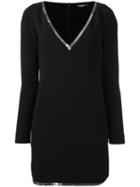 Dsquared2 Embellished V-neck Dress, Women's, Size: 44, Black, Polyester/spandex/elastane/acetate/viscose