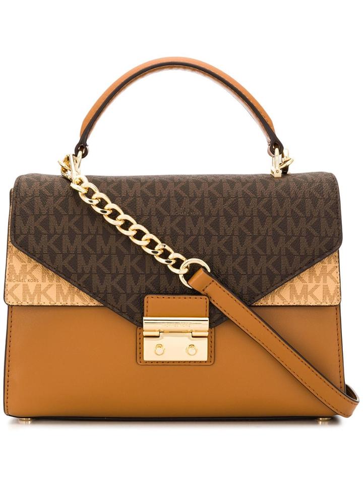 Michael Michael Kors Sloan Small Logo Satchel - Neutrals