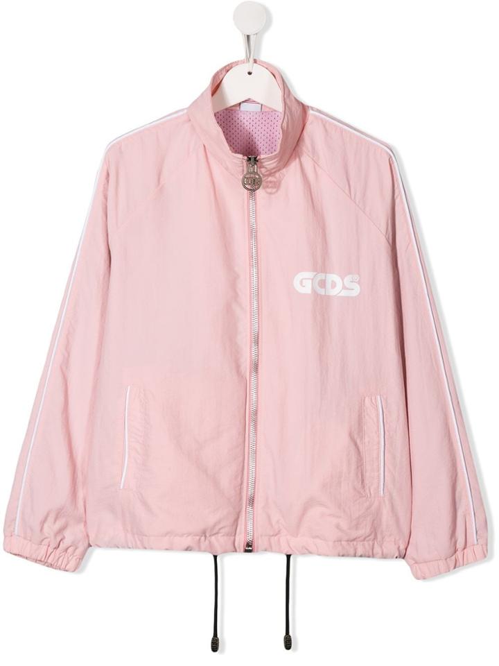 Gcds Kids Printed Logo Bomber Jacket - Pink