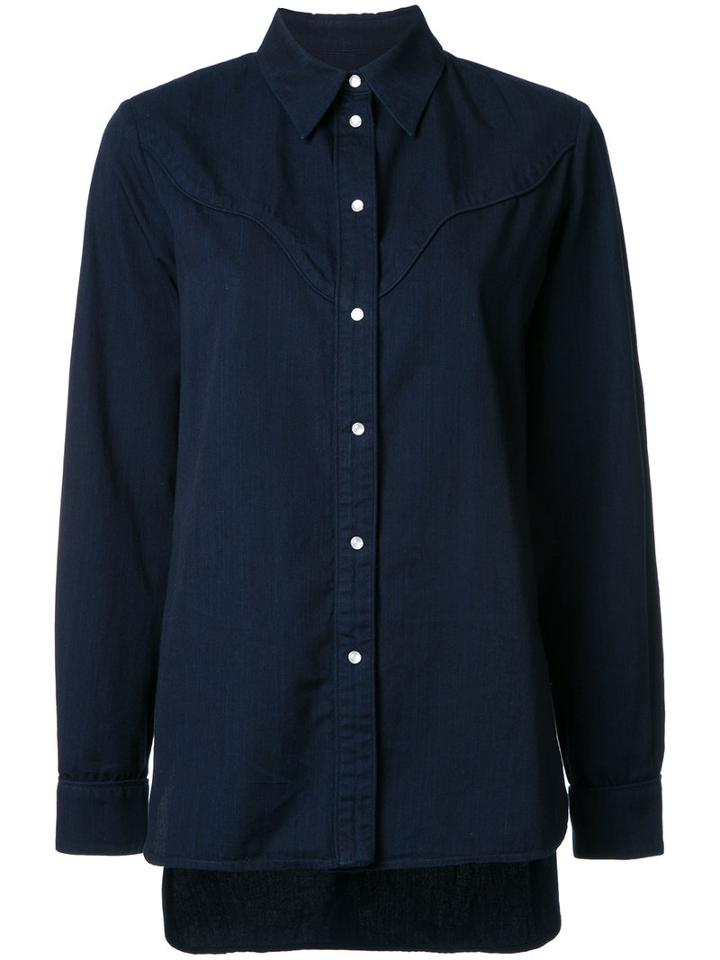 Mm6 Maison Margiela Spread Collar Shirt, Women's, Size: 40, Blue, Cotton