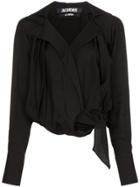 Jacquemus Drape Effect Cropped Shirt - Black