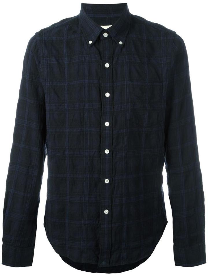 Bellerose Plaid Button Down Shirt, Men's, Size: Small, Blue, Cotton/wool