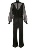 Alberta Ferretti Lurex Long Sleeve Jumpsuit - Black