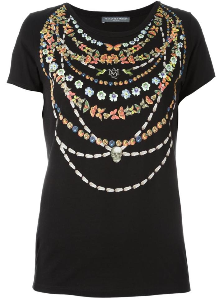 Alexander Mcqueen Strand Print T-shirt, Women's, Size: 42, Black, Cotton