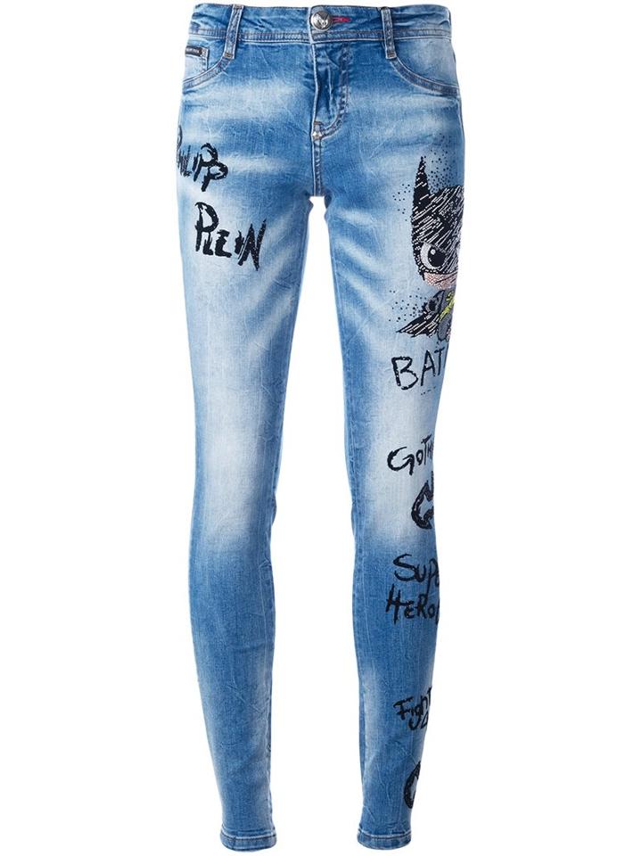Philipp Plein 'think Blue' Skinny Jeans, Women's, Size: 27, Blue, Cotton/spandex/elastane