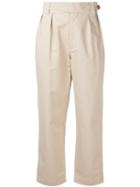 Maison Kitsuné High-waisted Trousers, Women's, Size: 36, Nude/neutrals, Cotton