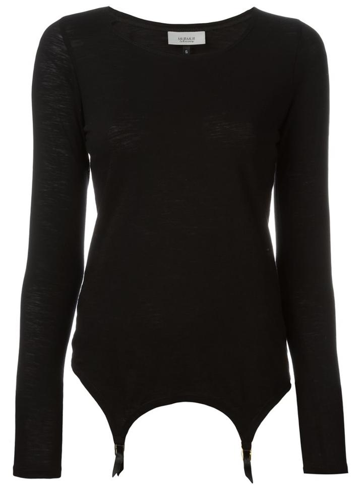 Murmur Suspender Detail T-shirt, Women's, Size: Xs, Black, Cotton/spandex/elastane