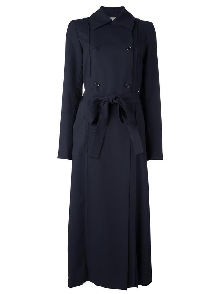 Nina Ricci Belted Coat, Women's, Size: 36, Blue, Wool/silk