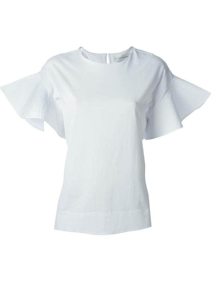 Victoria Victoria Beckham Flared Sleeve Blouse, Women's, Size: L, White, Cotton