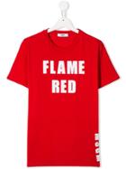 Msgm Kids Flame Red Print T-shirt