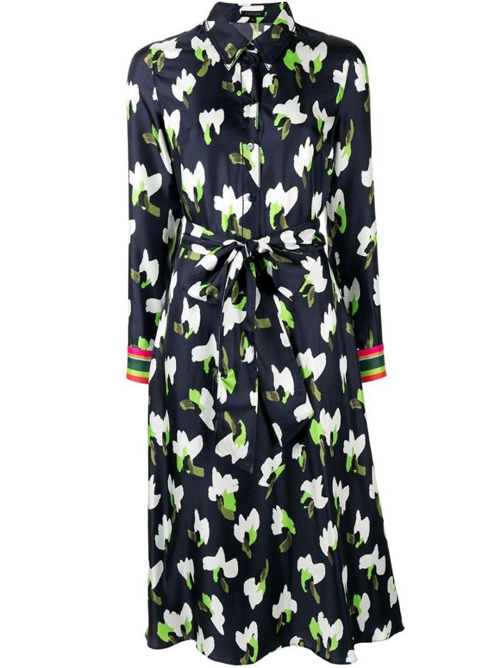 Escada Floral Print Shirt Dress - Blue