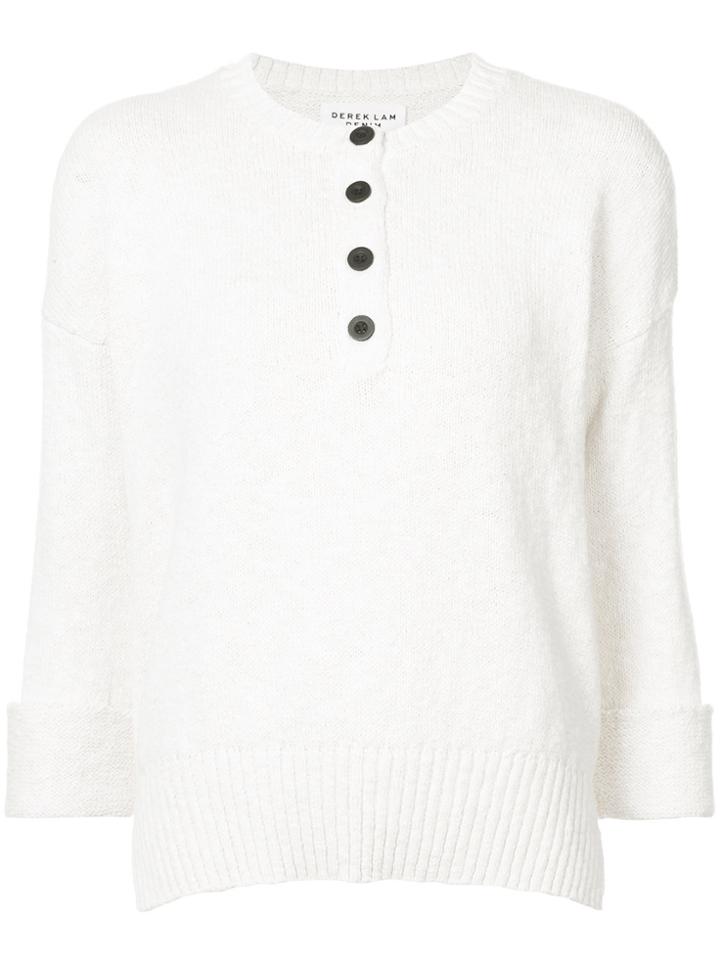 Derek Lam 10 Crosby Long Sleeve Henley Sweater - White