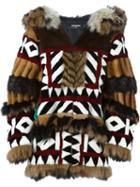 Dsquared2 Oversized Panelled Fur Coat