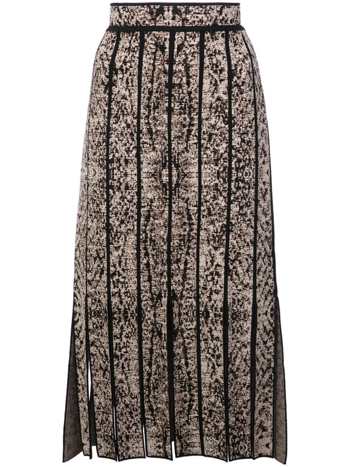 Sally Lapointe Print Pleated Midi Skirt - Brown