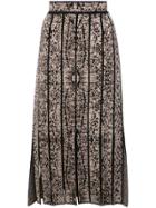 Sally Lapointe Print Pleated Midi Skirt - Brown