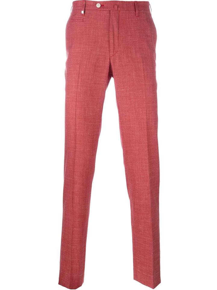 Corneliani Classic Chinos, Men's, Size: 50, Red, Silk/linen/flax/virgin Wool