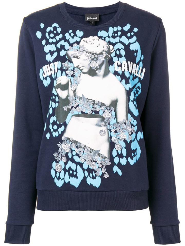 Just Cavalli Logo Graphic Print Sweater - Blue
