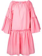 Msgm - Flared Ruffle Trim Dress - Women - Cotton/polyester - 46, Pink/purple, Cotton/polyester