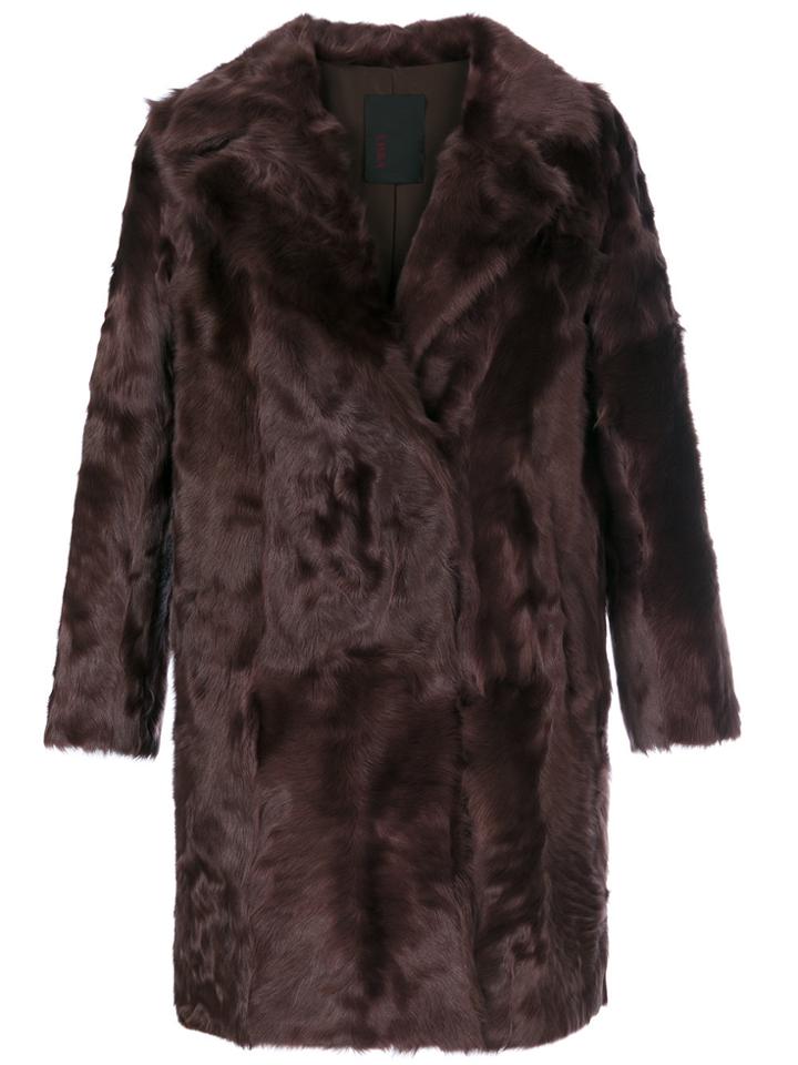 Liska Button Up Fur Coat - Red