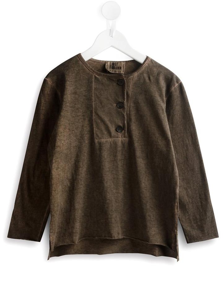 Lost And Found Kids Placket T-shirt, Boy's, Size: 6 Yrs, Brown