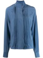 Closed Pleated-detail Shirt - Blue