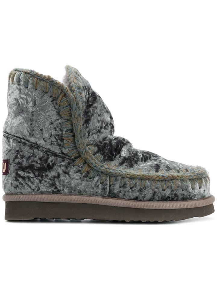 Mou Whipstitched Ankle Boots - Green