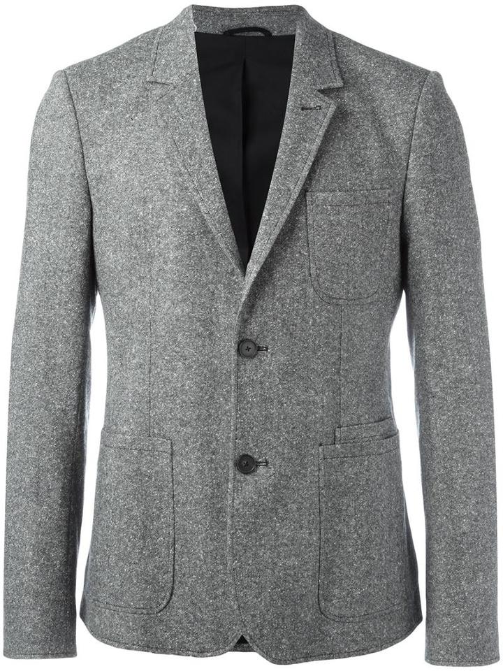 Carven Single Breasted Blazer, Men's, Size: 52, Grey, Cotton/virgin Wool/polyamide/cotton