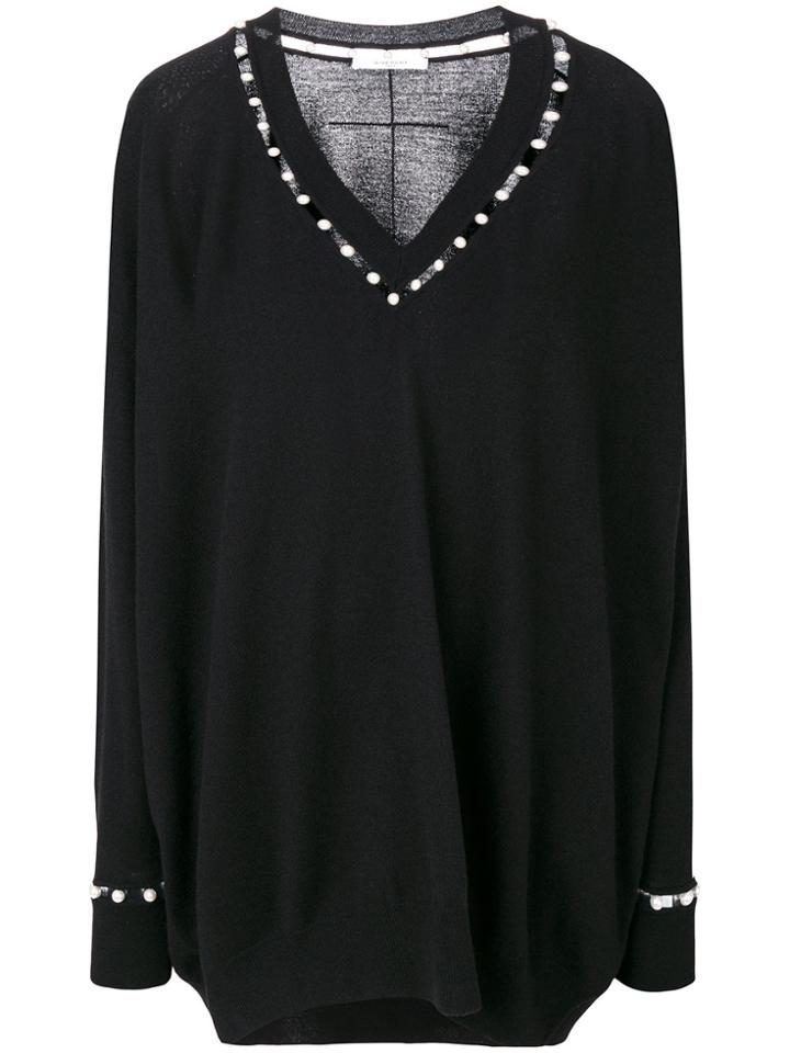 Givenchy Faux Pearl Trim Jumper - Black