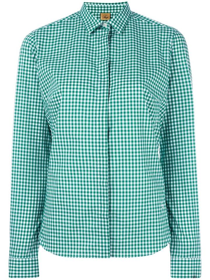 Fay Checked Shirt, Women's, Size: Large, Green, Cotton