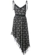 Paige Floral Asymmetric Midi Dress - Black