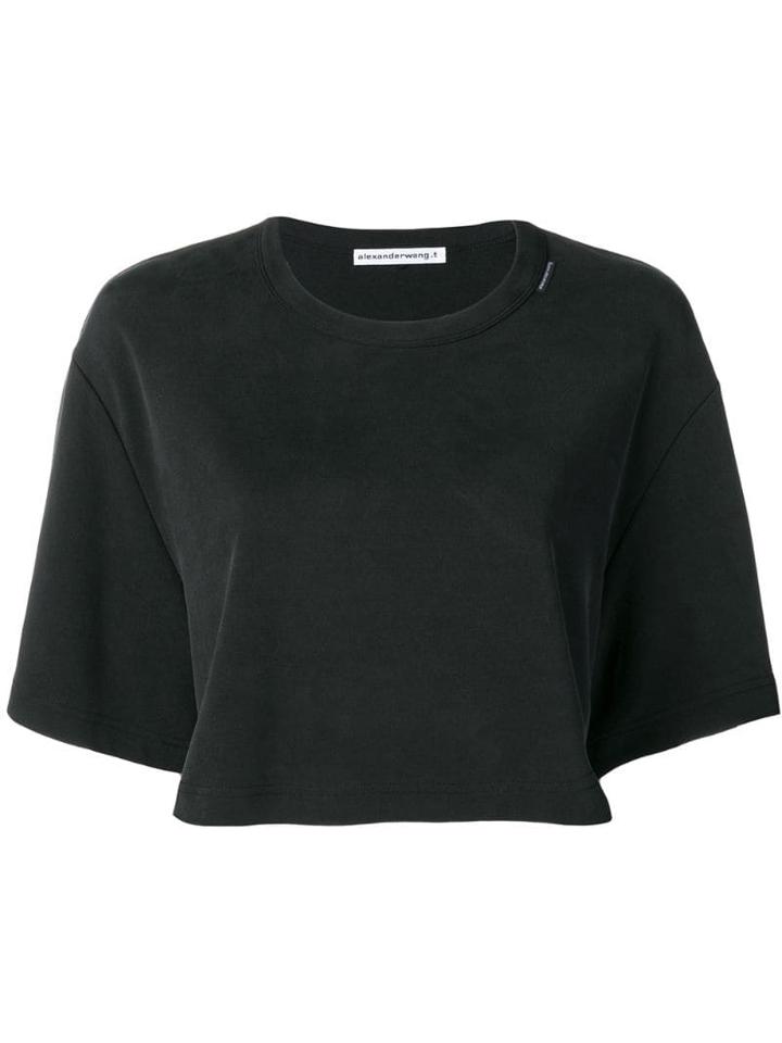 T By Alexander Wang Cropped Logo T-shirt - Black
