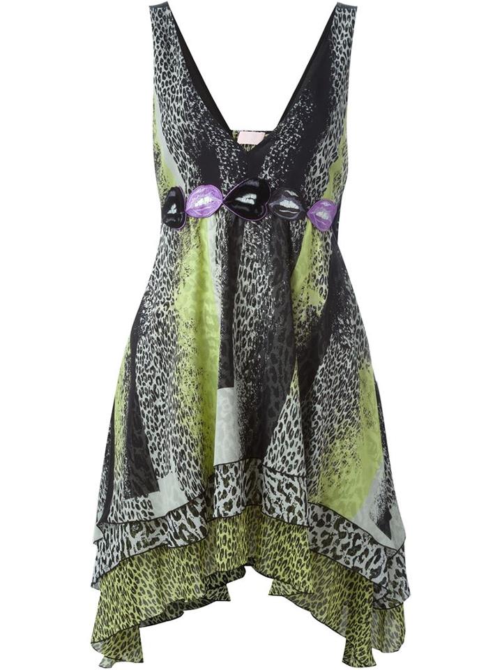 Giamba Leopard Print V-neck Dress