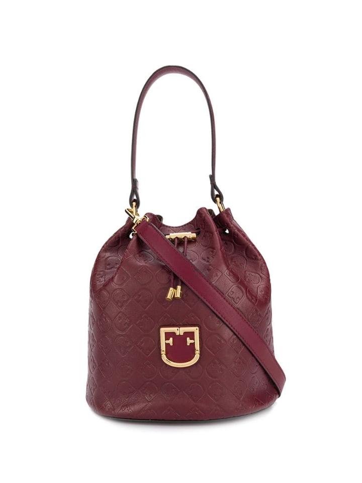 Furla Logo Embossed Bucket Bag - Red