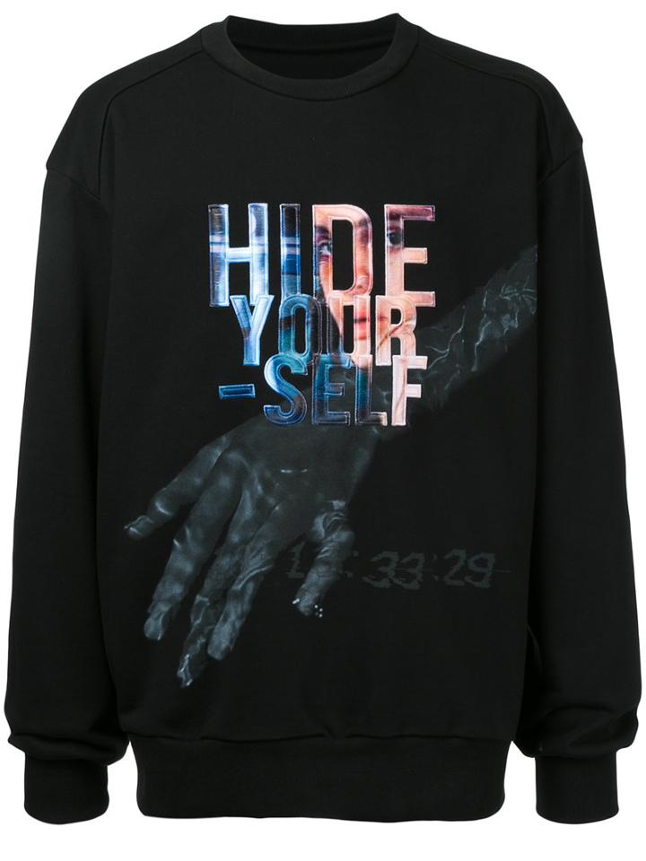 Juun.j - 'hide Yourself' Print Sweatshirt - Men - Cotton - 48, Black, Cotton