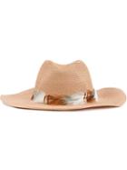 Filù Hats Batu Tara Hat, Women's, Size: L, Nude/neutrals, Straw/rooster Feathers/pheasant Feathers