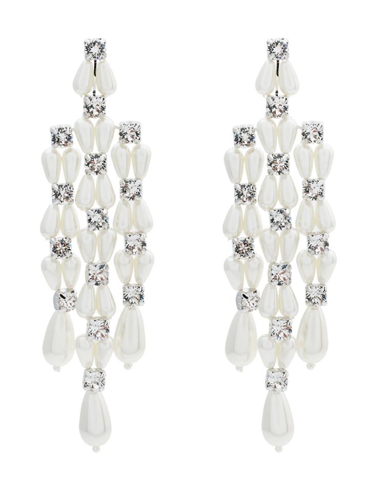 Simone Rocha Faux Pearl And Crystal Drop Earrings - White