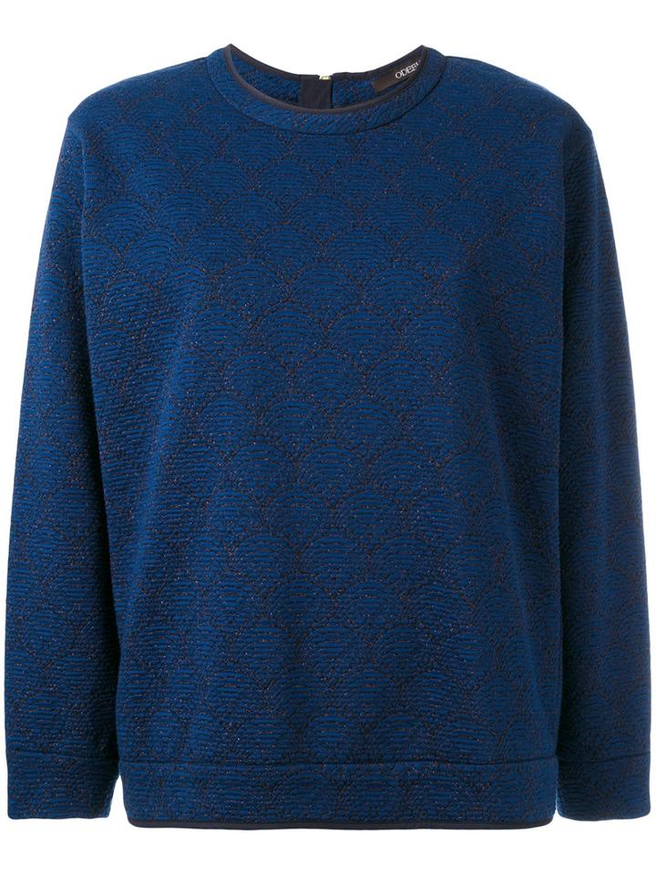 Odeeh Patterned Sweatshirt, Women's, Size: 38, Blue, Cotton/elastodiene/polyamide/polyester