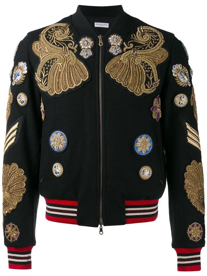 Dries Van Noten - Embroidered Bomber Jacket - Men - Polyamide/wool/metal - 46, Black, Polyamide/wool/metal